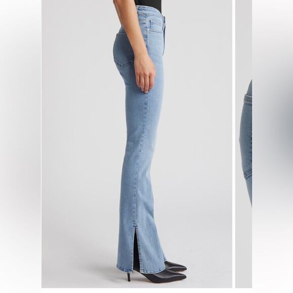 Frame denim le high waist denim split hem mini boot cut jean - Picture 1 of 8